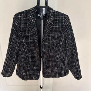 Women's Coldwater Creek Black & White Plaid Blazer Plus 18W